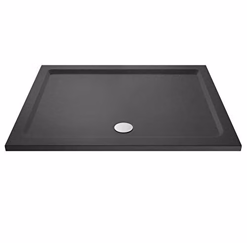 Nuie TR71031 Modern Rectangular Slimline Pearlstone Shower Tray, W: 140 cm, D: 70 cm, H: 4 cm, Slate Grey