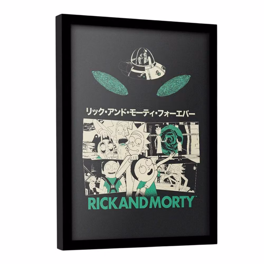 Rick & Morty Framed Paper Poster in Green – 2
