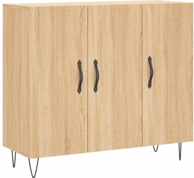 Berkfield Home Sonoma Oak Sideboard in Light Brown, W/D/H: 90 x 34 x 80 cm
