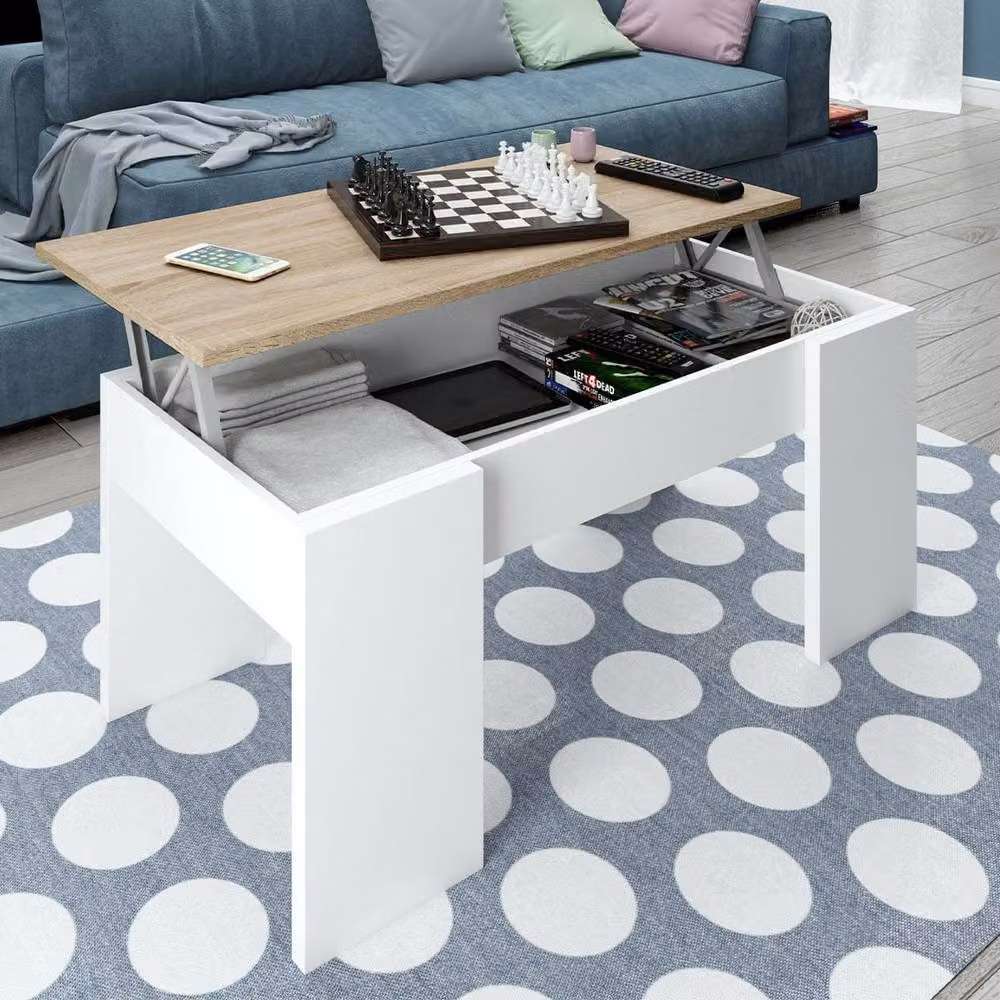 CALICOSY Alida Lift-Top Coffee Table in White – 2