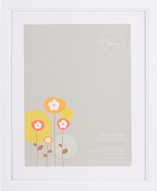 The Port. Co Gallery Classic Rectangular Single Wood Tabletop Photo Frame in White or Black, W/H: 25.4 x 20.32 cm
