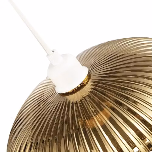 Happy Homewares Modern Oval Ribbed Glass Pendant Lamp Shade in Gold, W: 30 cm, H: 17 cm – 3