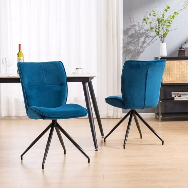 More4Homes Set of 4 Dina Modern Blue Velvet Dining Chairs