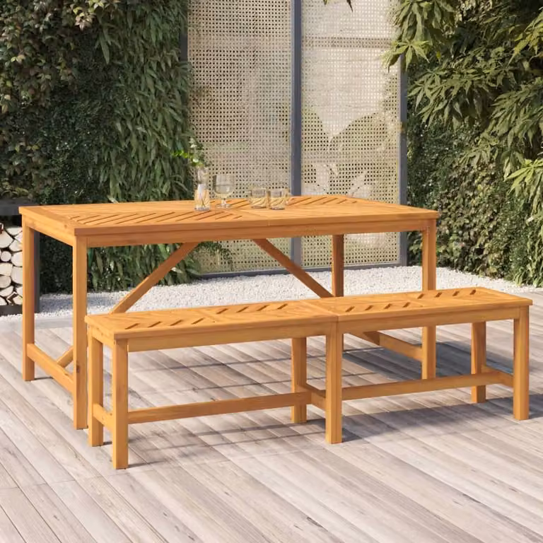 Berkfield Home Beautiful Garden Dining Table in Brown Solid Oiled Acacia Wood, W: 150 cm, D: 90 cm, H: 74 cm