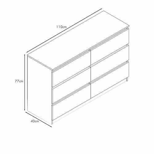 SquareBoxx Fairfield Minimalist Matt White 6 Drawer Chest of Drawers W/D/H: 110 x 40 x 40 cm – 2