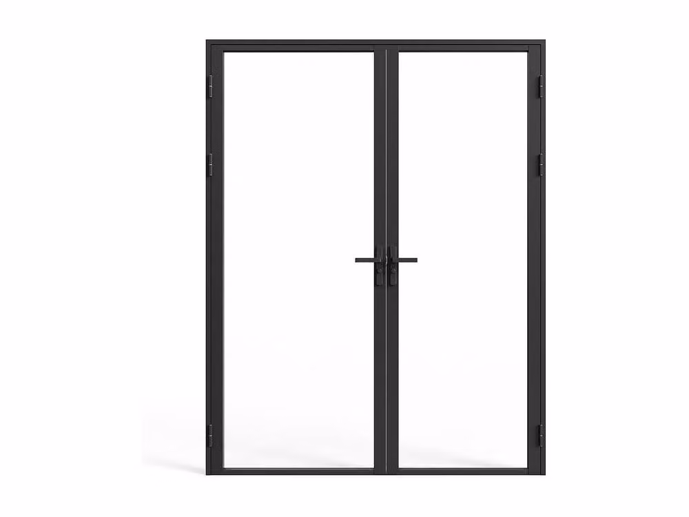 Loxton Reversible Two-Leaf Aluminum and Tempered Glass Door Unit in Black, H: 204 cm – 3