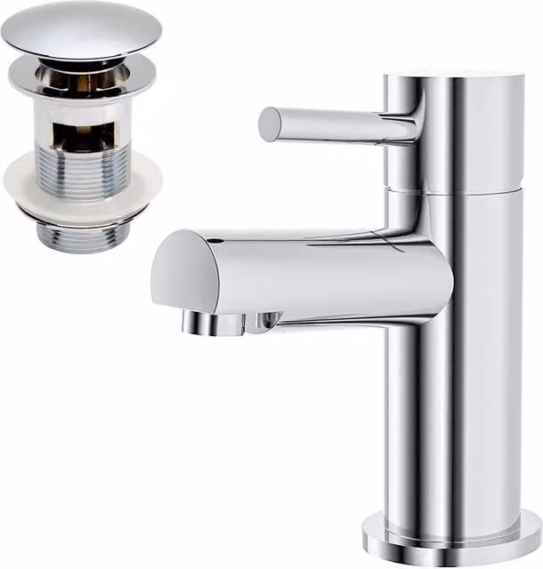 Nes Home Remy Single Lever Basin Mono Mixer Tap and Pop Up Waste in Chrome Silver