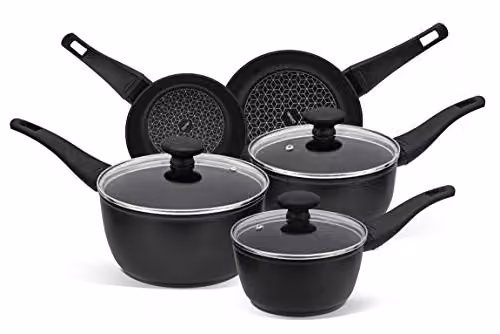 Prestige Thermo Smart Non Stick Induction Cookware Set of 5 with Heat Indicators, Black – 1