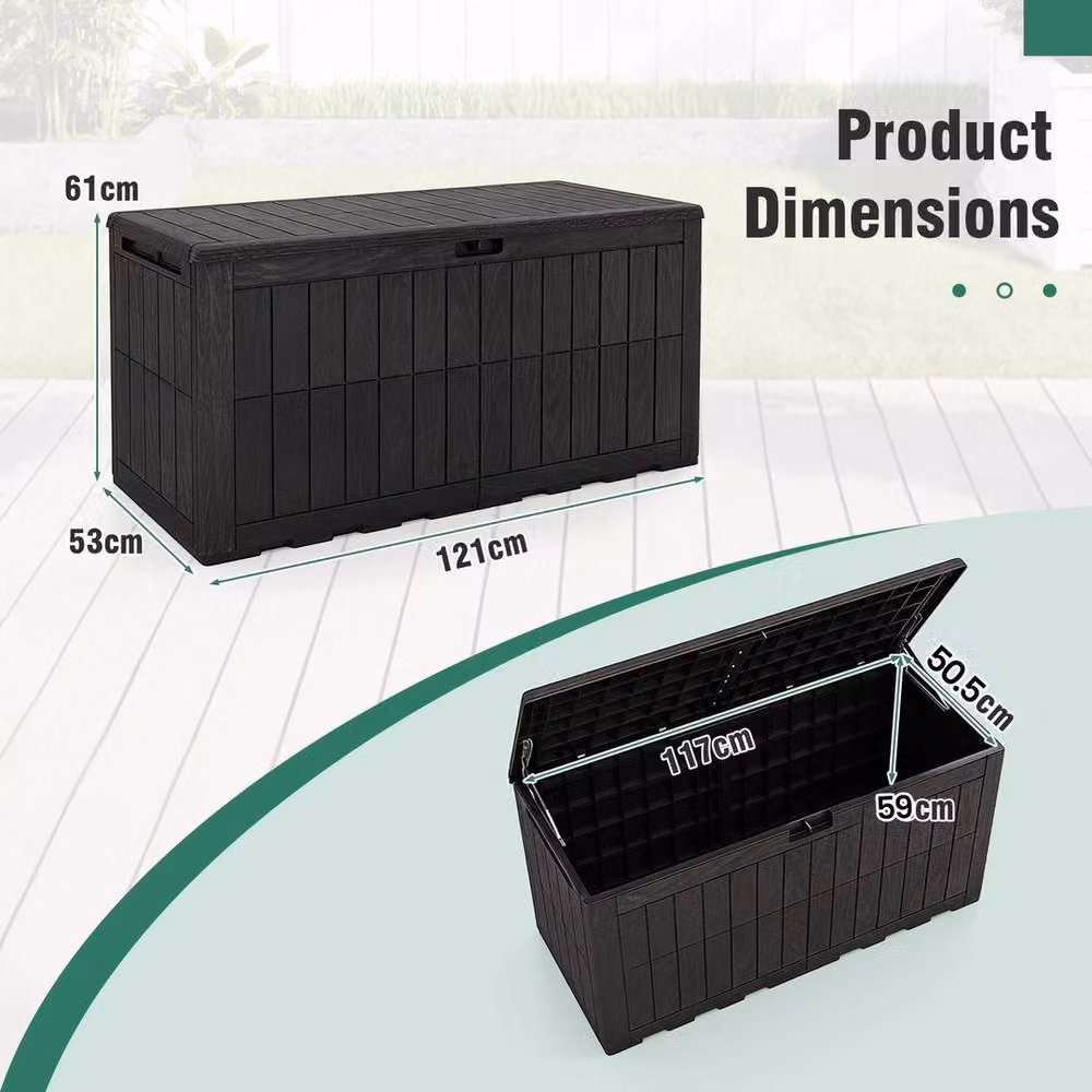 Havendro 380 L Outdoor Deck Box Lockable Storage Bin with Lid and Handles in Black – 2