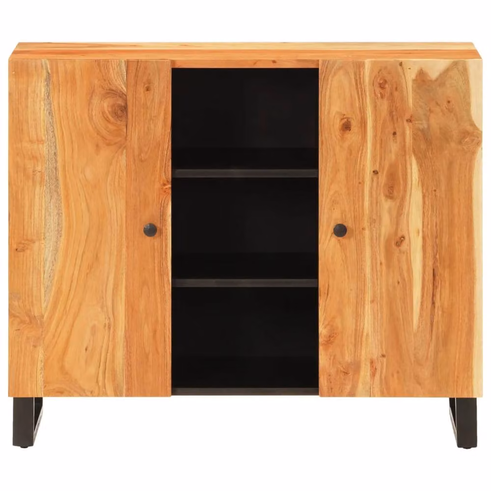Berkfield Home Acacia Wood Sideboard with 2 Doors in Brown, W/D/H: 90 x 33 x 75 cm – 3