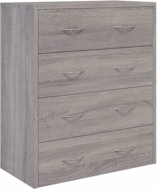 Berkfield Home Sideboard with 4 Drawers, Grey Sonoma, W/D/H: 60 x 30.5 x 71 cm