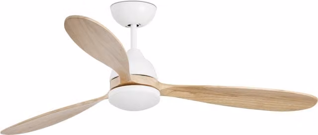 Faro Poros LED Ceiling Fan with Remote Control, White and Wood
