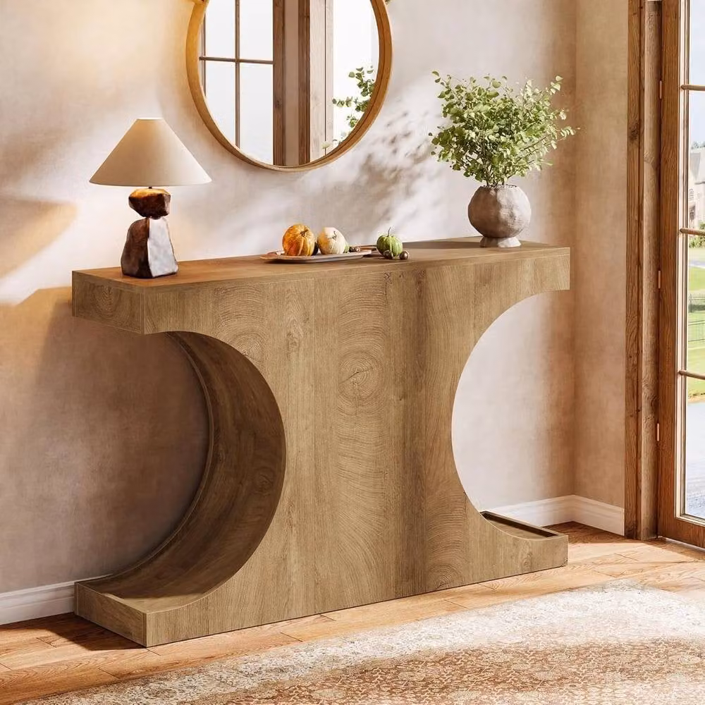 VOGREX Farmhouse Narrow Wooden Console Table in Beige – 2