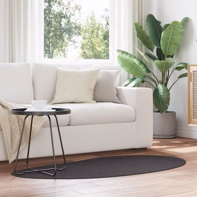 Berkfield Home Oval Area Rug in Anthracite and Multicolour, Polyester Non-Slip, W: 80 cm x L: 150 cm – 1