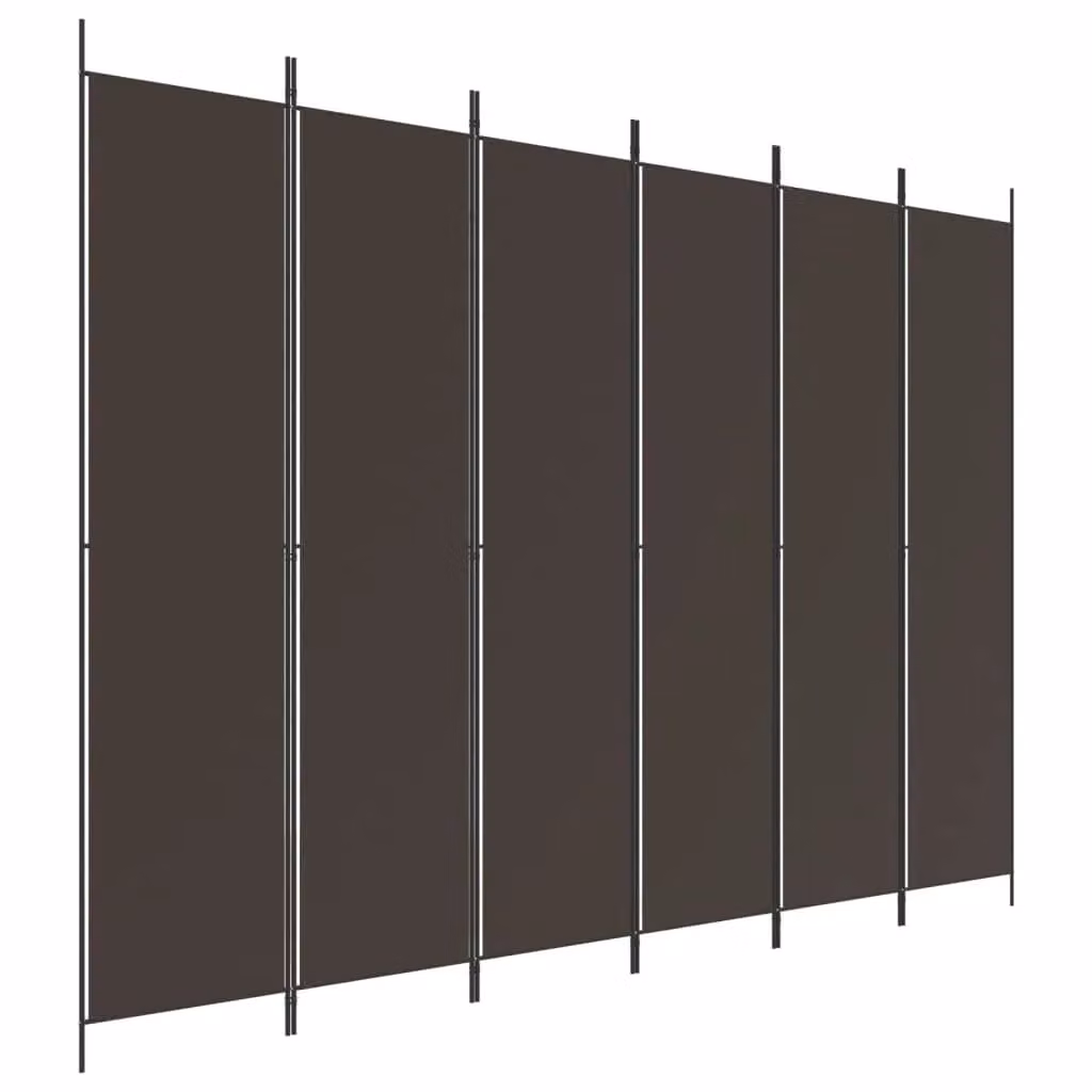 Berkfield Home 6-Panel Brown Fabric Room Divider, Height: 220 cm – 2