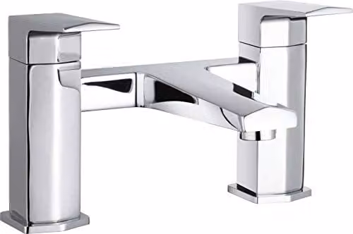 Nuie Hardy HDY303 Modern Deck Mounted Square Bath Filler Tap, Chrome