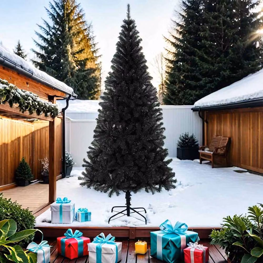 Berkfield Home Modern Artificial Christmas Tree in Black with Stand, Height: 210 cm – 3