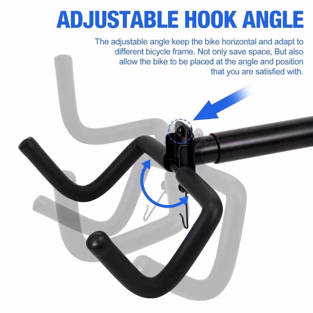 NESTLUNE Adjustable Wall Mounted Metal Bike Storage Hanger in Black – 6