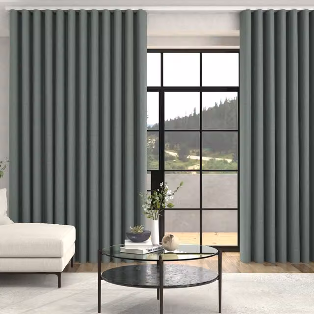 Terrys Fae Textured Plain Blackout Made To Measure Eyelet Curtains in Blue Green Petrol