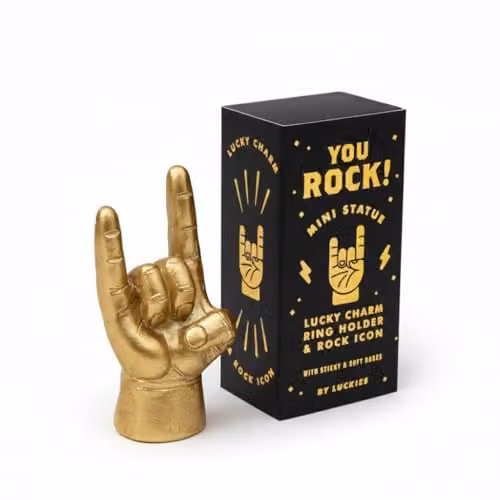 Suck UK You Rock Gold Hand Charm Metal Tabletop Desk Ornament and Ring Holder – 6