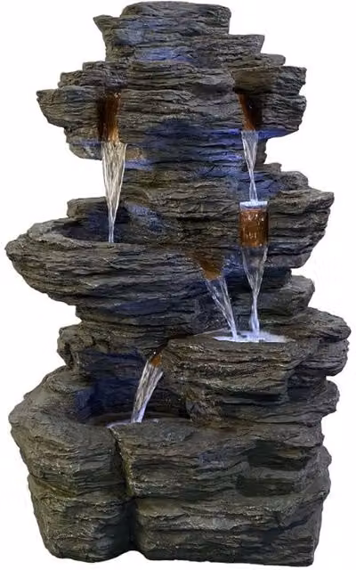 Tranquility Hinokias Solar Powered Grey Cascade Water Feature