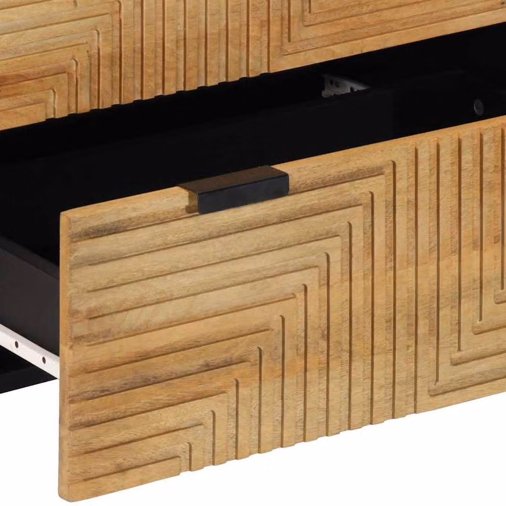 Berkfield Home Brown Mango Wood Sideboard, W: 60 cm, D: 33 cm, H: 75 cm – 4