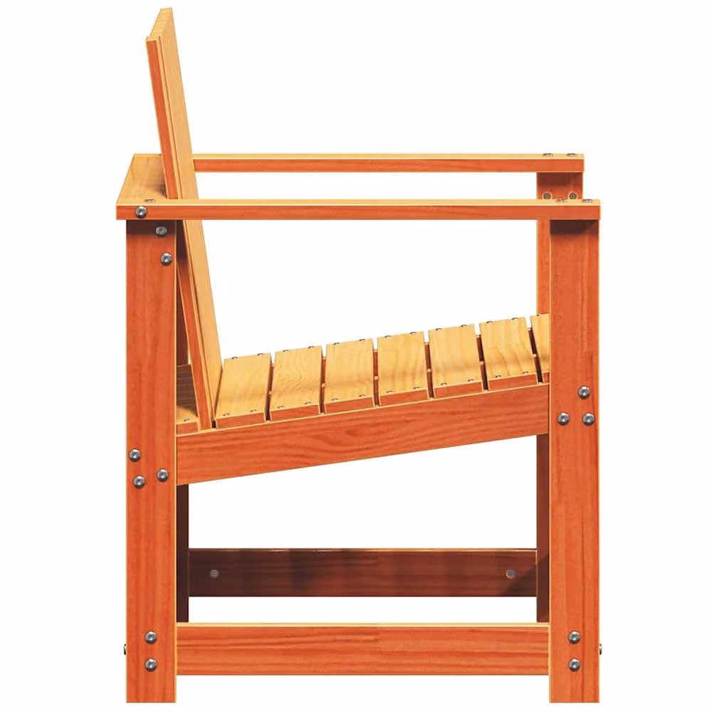 Berkfield Home Beautiful 3 Piece Wax Brown Solid Wood Pine Garden Lounge Set – 2