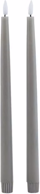 Hill Interiors Luxe Collection Grey Taper Electric Candles with Flicker Effect, Pack of 2 – 1