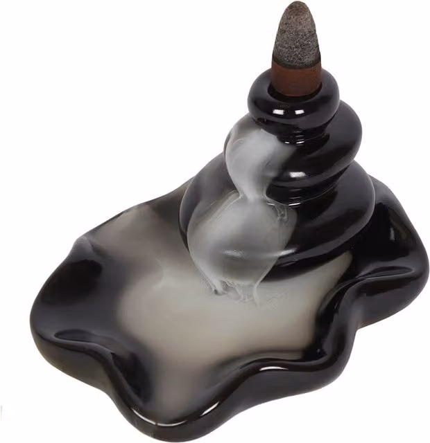 Something Different Black and Bronze Resin Pebbles Backflow Incense Burner, H 7.5 cm x W 9.3 cm – 1