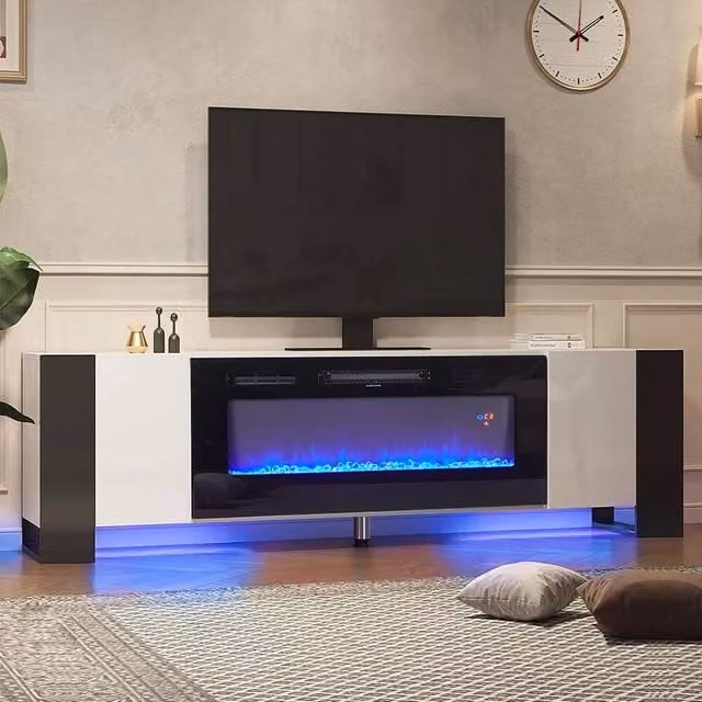 FORGEVIO White Modern Glossy TV Stand Unit Cabinet, Width: 178 cm