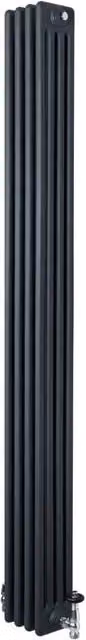 Monstershop Traditional 4 Column Steel Radiator and Valves, Anthracite Grey, H 180 cm x W 20 cm
