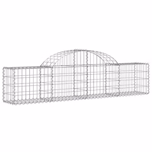 vidaXL 11-Piece Arched Gabion Baskets in Silver Galvanised Steel, W/D/H: 200 x 30 x 40/60 cm – 1