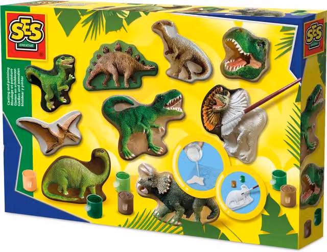 SES Dinosaur World Casting and Painting Creative Plaster Animal Kit in White and Multicolour
