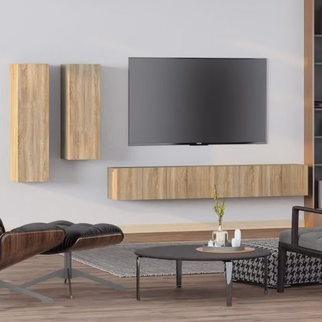 Berkfield Home 4 Piece Sonoma Oak TV Cabinet Set in Brown – 1