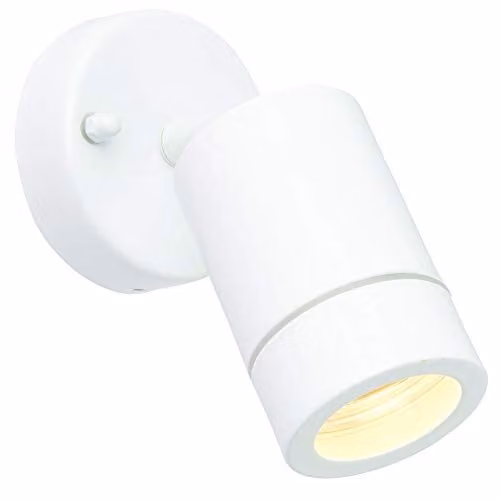 Loops IP44 Outdoor Adjustable Spotlight in Gloss White with Transparent Glass, Dimmable GU10 Accent Downlight
