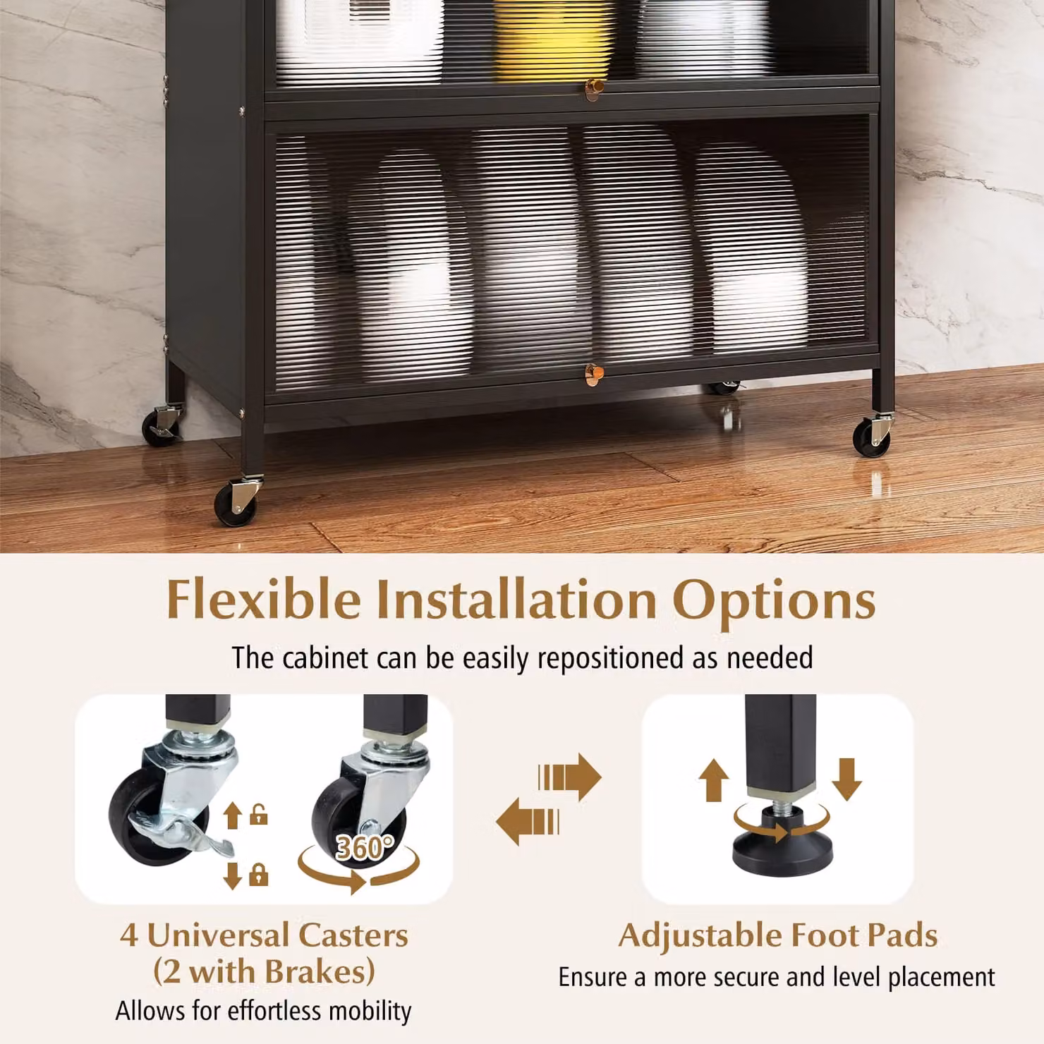 Costway 6-Tier Kitchen Pantry Cabinet Buffet with Hutch and Hooks in Black – 7