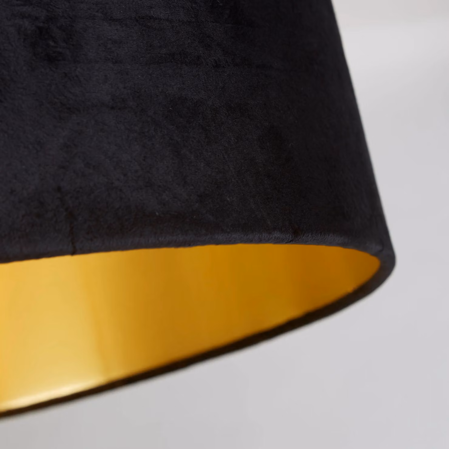 Lighting Collection Black Velvet Cylinder Lamp Shade with Brushed Gold Inner Shade – 3