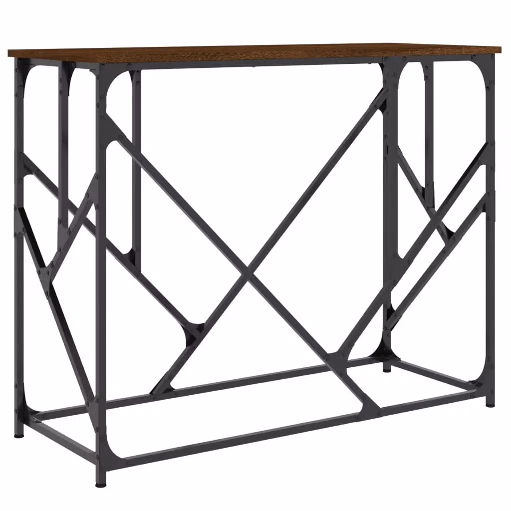 Berkfield Home Industrial Console Table in Brown Oak, W/D/H: 100 x 40 x 80 cm – 2