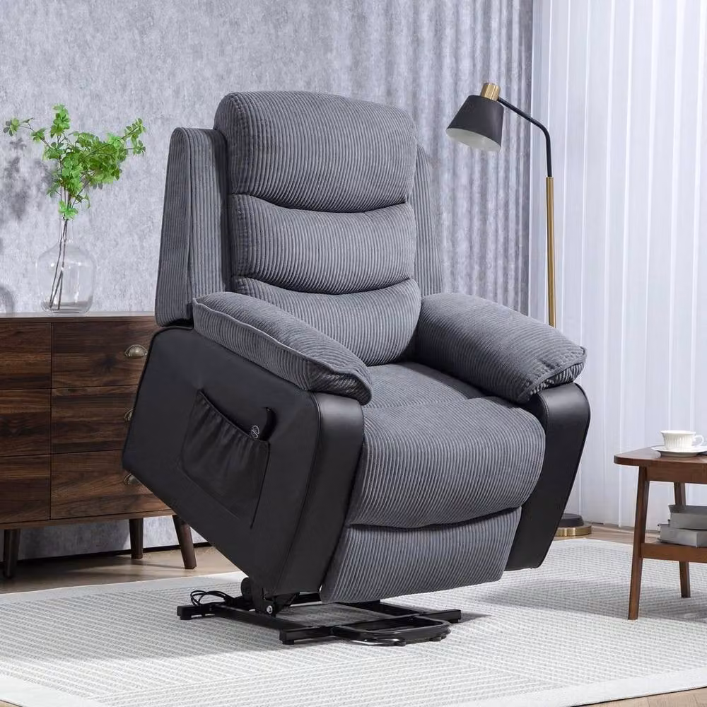 FORGEVIO Power Lift Riser Recliner Chair in Grey with High Back and Armrests – 3