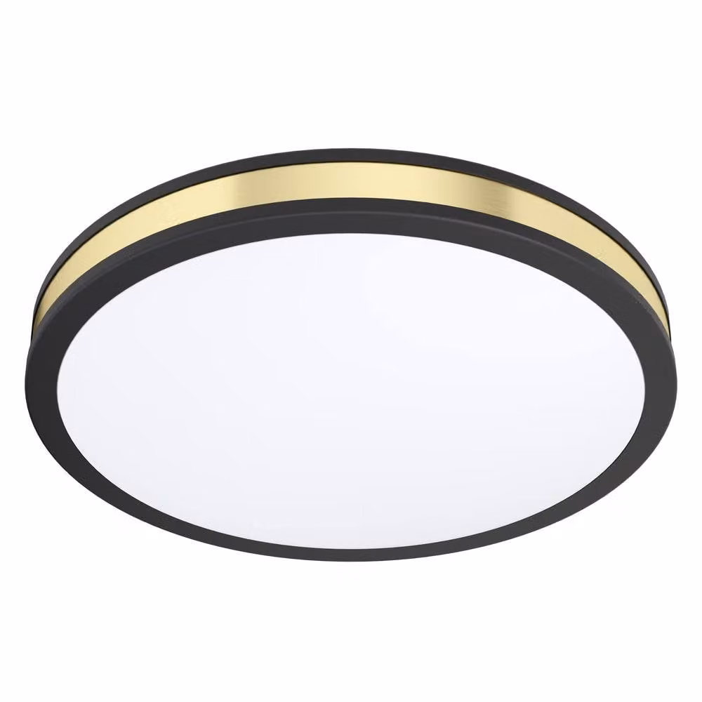 Eglo Pescaito LED Round Flush Ceiling Light in Black and Gold/Brass – 2
