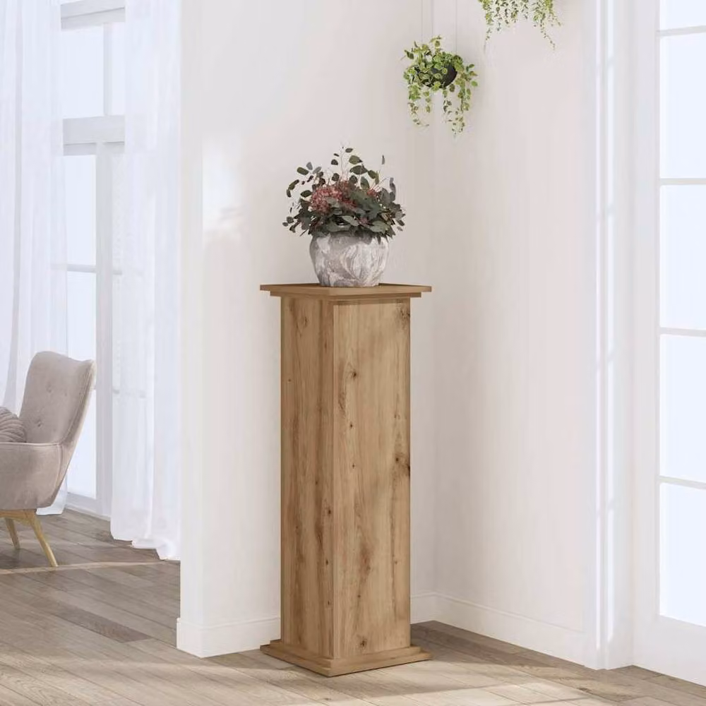 Berkfield Home Artisan Oak Plant Stand in Brown, W/D/H: 33 x 33 x 100 cm – 2