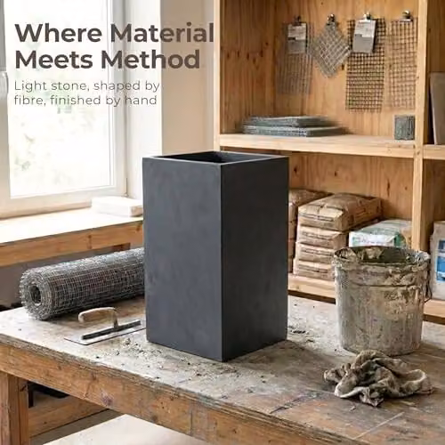 IDEALIST Small Slate Reinforced Stone Plant Pot, Grey, Height: 50.5 cm, 22L – 6