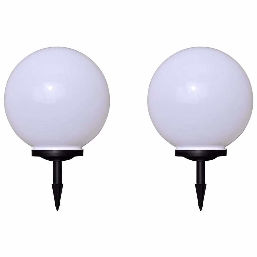 Berkfield Home Solar LED Outdoor Pathway Lamps with Ground Spike, White, H 40 cm, 2 Pack – 2