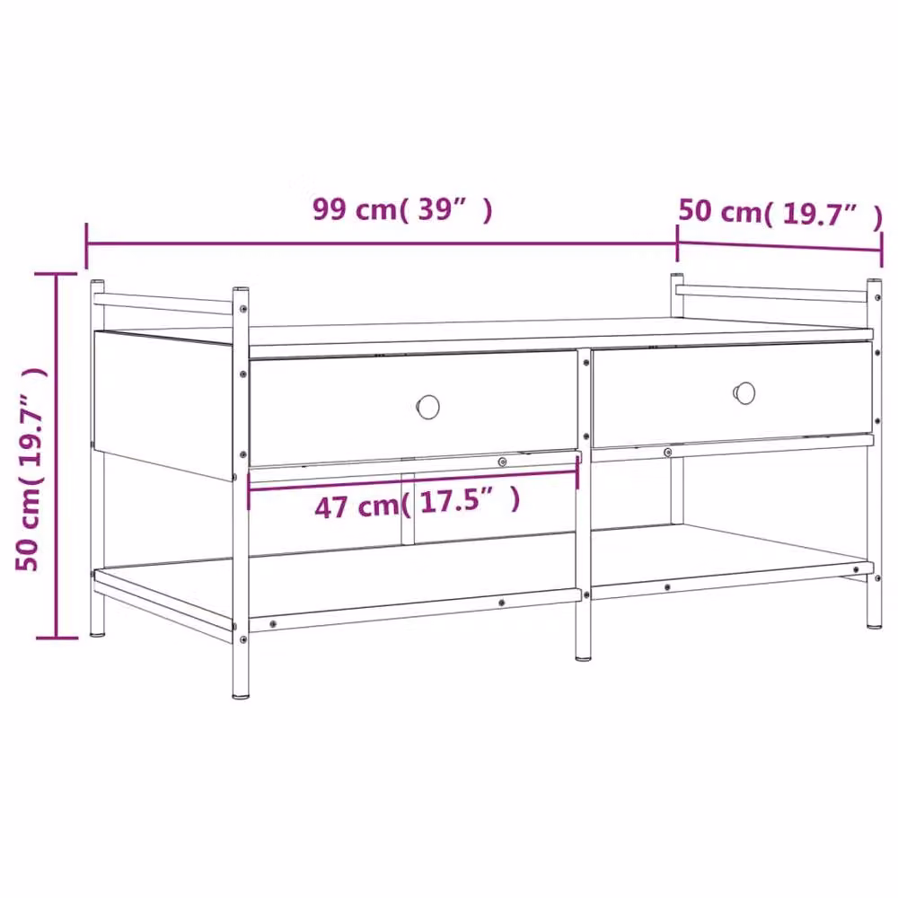 Berkfield Home Decorative Coffee Table in Brown Oak, W/D/H: 99 x 50 x 50 cm – 5
