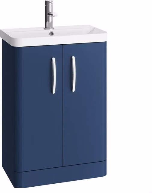 Balterley Handsacre Contemporary 2 Door Freestanding Vanity Basin Unit, Satin Blue, Width: 60 cm