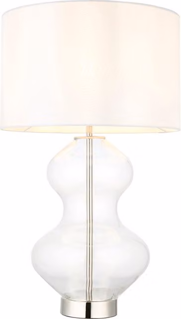 Perch & Parrow Cleo Shaped Table Lamp in Silver with White Fabric Shade