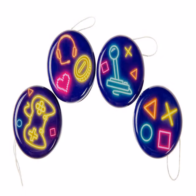 LG-Imports Pack of 12 Metal Motorised Yo-Yo Gamer Return Tops in White and Multicolour