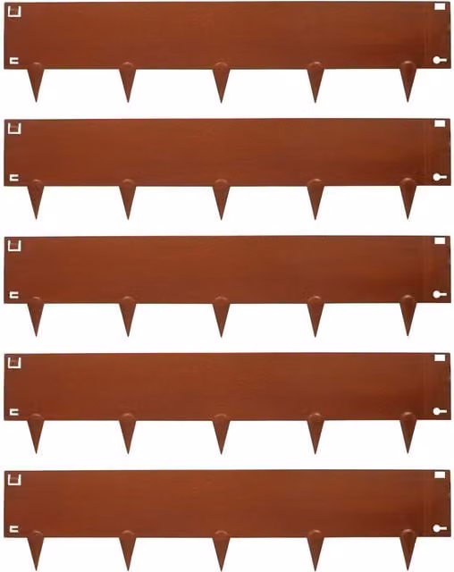 Harbour Housewares 5pc Galvanised Steel Lawn Edging Set, Brown