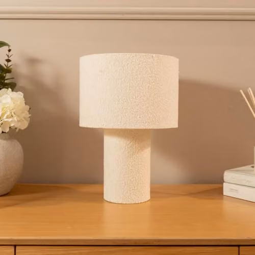 ValueLights Modern Beige Fabric Table Lamp with Cylinder Shade – 2