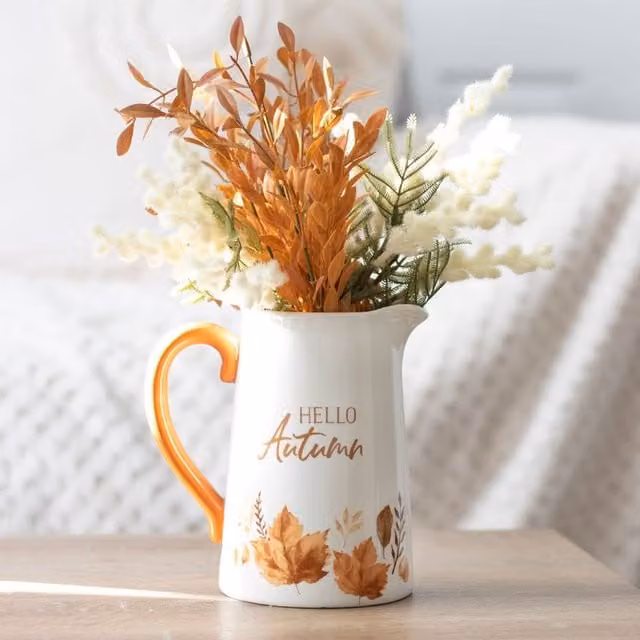 Gloriously Good Hello Autumn Ceramic Flower Jug in White